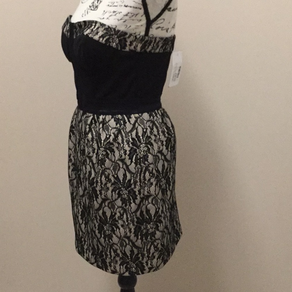 Miha black lace with underlay strapless mini dress - Picture 3 of 8